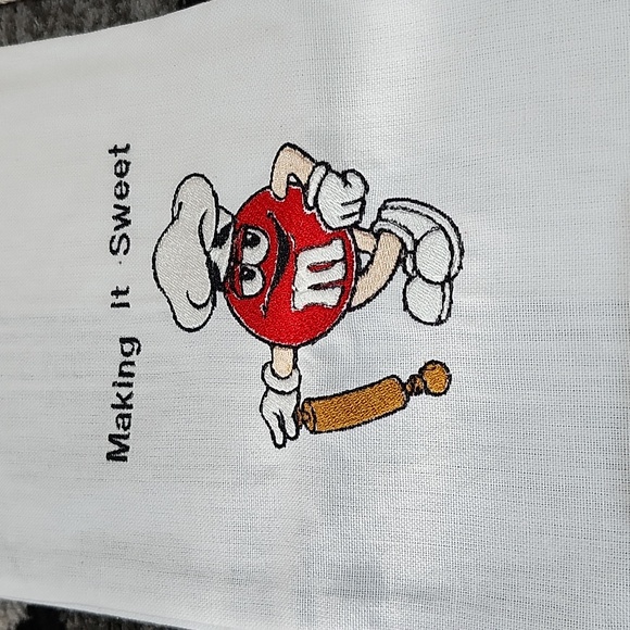 EMBROIDERED M&M MAKING IT SWEET & FRESH & DELICIOUS KITCHEN TOWELS SET-OF-2 - Picture 2 of 7
